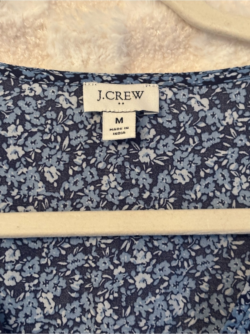 J. Crew Navy Floral Long Sleeve Dress 100  % cotton Size M - Picture 3 of 8